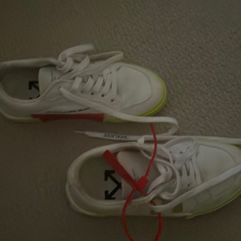White and lime off white sneakers
